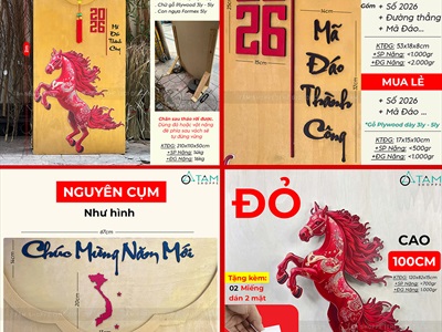 [ORDER 3-5 NGÀY] Mô hình Bao lì xì cỡ lớn Vàng Gold Tết Bính Ngọ [Bằng gỗ - Đế tự đứng] C2x1m BAOLIXI-05